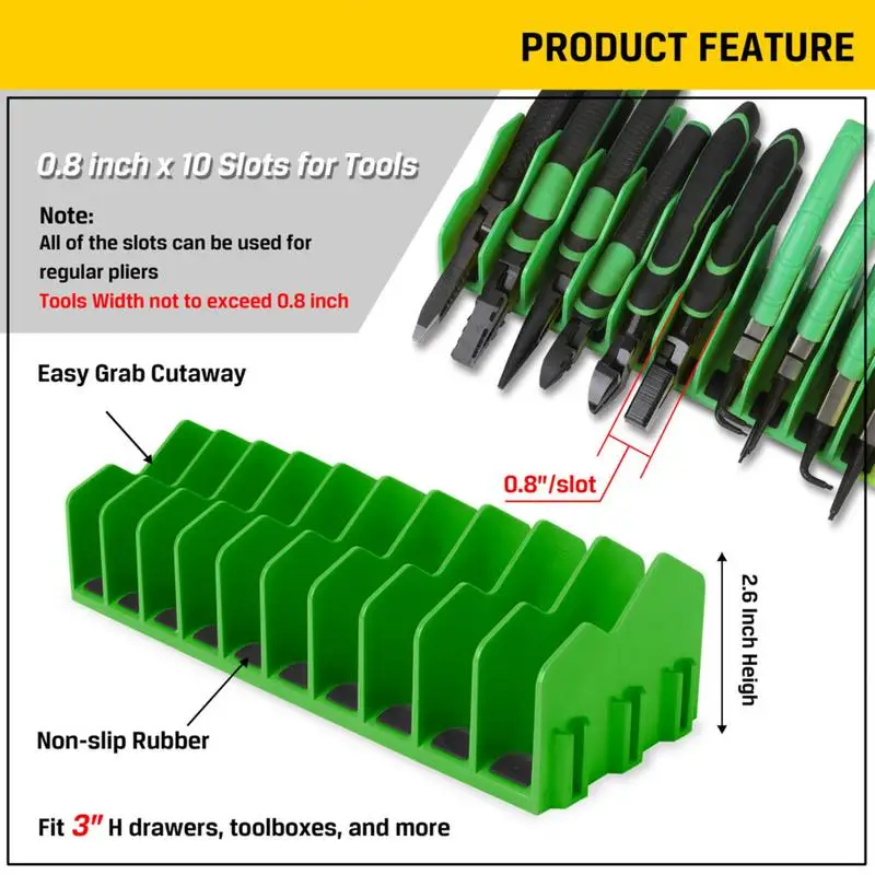 Plier Organizer Plier Holder Cutter Organizer 10Slot Pliers Drawer Toolbox Storage For Cutters Hammers Hand Tools