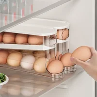 Sliding Egg Storage Box Refrigerator Food Holder Dispenser Double Layer Automatic Rolling Egg Container Kitchen Accessories 2