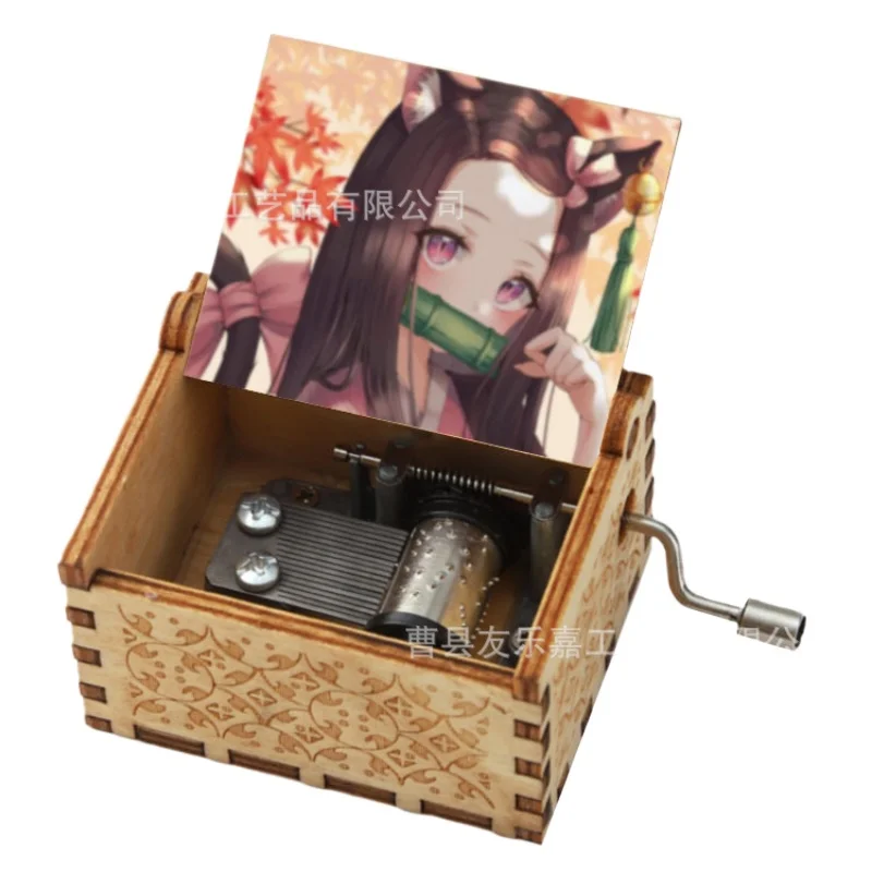 Wooden Music Box Retro Painted Hand-cranked Ghost Extinguishing Blade Music Box To Send Friends Music Box Halloween Decoration 4