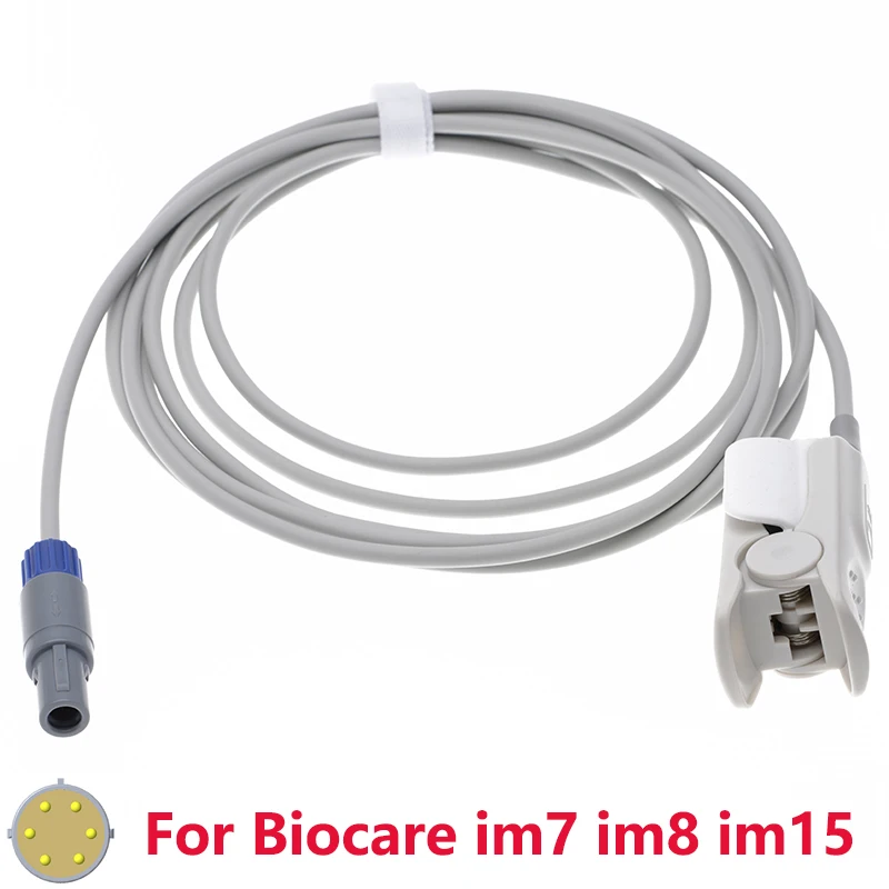 

Compatible With Spo2 Sensor of Biocare IM7 IM8 IM15 Monitor,6pin 3m Adult/Child/Neonate/Ear/Forehead/Animal Oximetry Cable.