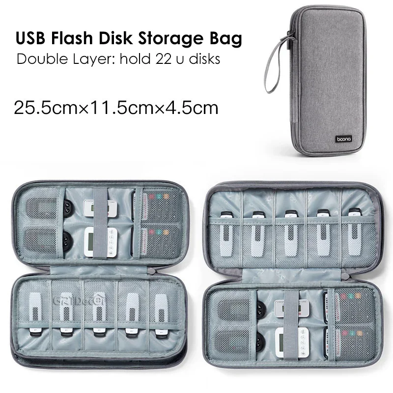 USB Flash Drive Storage Organizer - Dustproof Tech Accessories Pouch with 22 Compartments