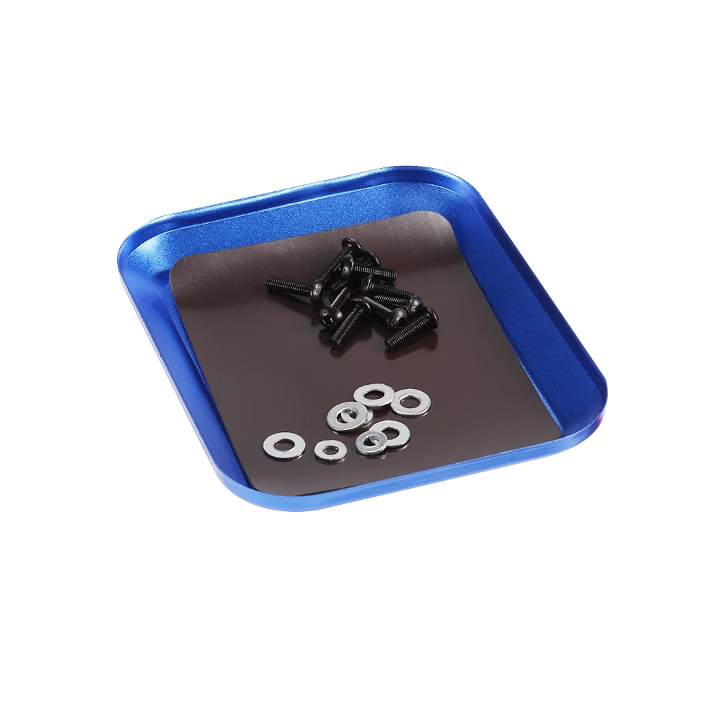 Shaluoman Repair Tool Finishing Box 106*86*12mm Aluminium Magnetic Screw Tray Nut Gasket Storage Tool for RC Crawler Car RC Boat 3