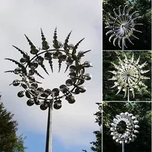 Novo único e mágico moinho de vento metal 3d posto vento cinética escultura gramado metal vento solar giradores quintal e jardim decoração