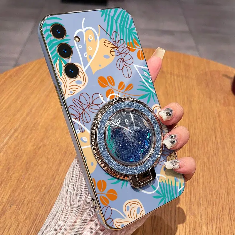 Elegant Leaf Design Plating Phone Case Cover