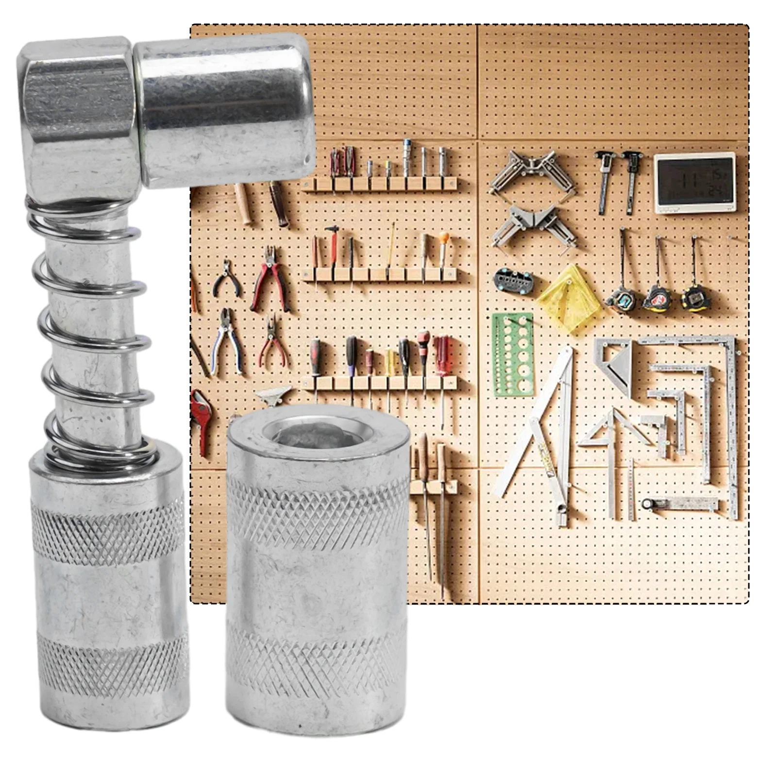

For Most Hand-operated 90 Degree GreaseNozzle Adapter Heavy Duty Prevent Corrosion Silver With Sleeve 3000-4500PSI
