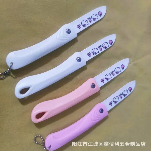 Hellokitty Céramique Pliant Maison Couteau Fruit Kawaii Sanrioed Anime  Cartoon Series Exquis Voyage Portable Food Knife Peeler