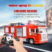 Large Size Fall Resistant Electric Remote Control Fire Truck Toy Set Children Simulation Sprinkler Engineering Car Boy Toy Gift 2