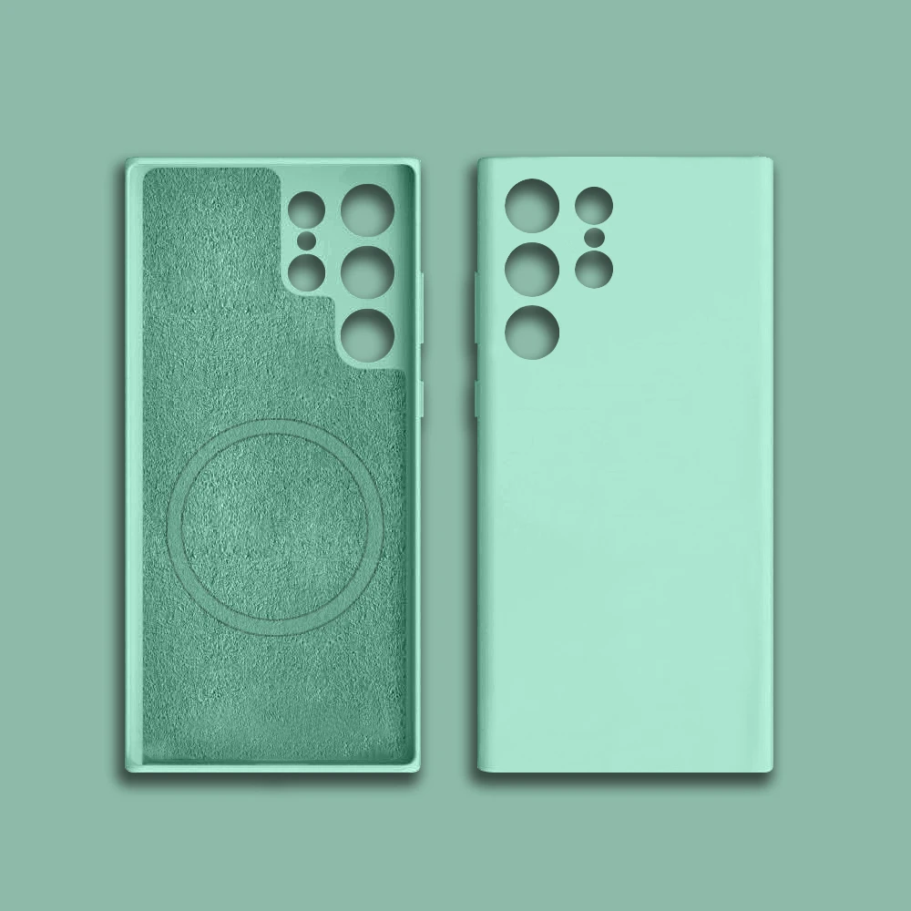thumbnail image 1 of Fundas de silicona líquida de lujo para For Samsung Galaxy S24, S23, S22, S21 Ultra FE, For Magsafe, funda trasera magnética a prueba de golpes, 1 of 5