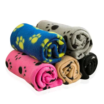 Pet Blanket Winter Dog Cat Bed Mat Dog Paws Print Warm Soft Sleeping Blankets Hamster Rabbit Beds Coral Fleece Dog Blanket 5