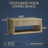 Fluted Coffee Table with 4 Storage Drawers, Wood Coffee Table with Open Compartment, Modern Coffee Tables for Living Room, 2