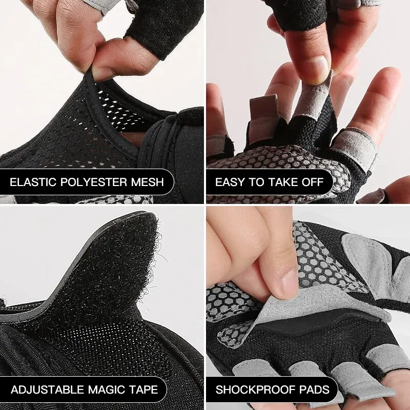 Sports Fitness Men And Women Weightlifting Breathable Non-Slip Silicone Half-Finger Cycling Gloves 5