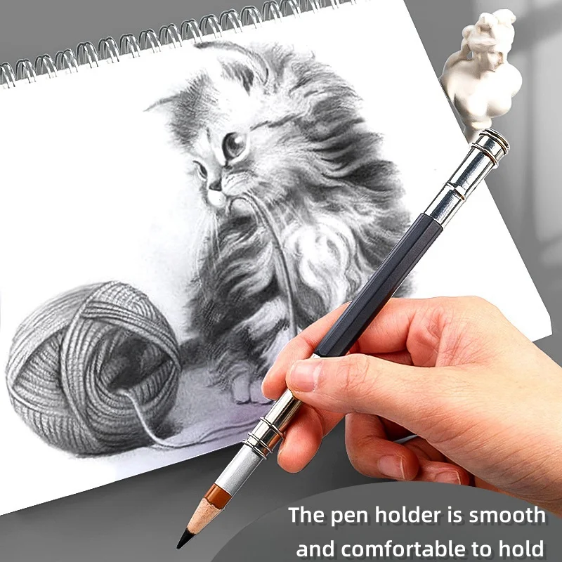 Double-ended pencil extender Pencil case Metal pencil extender pencil receiver Plain face pencil holder 4