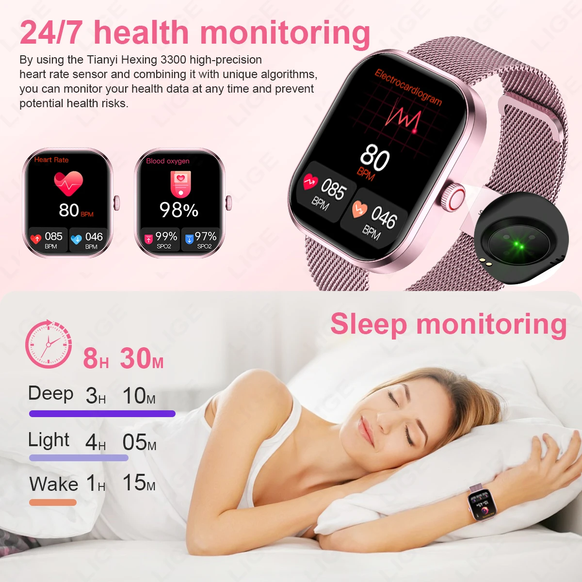 LIGE Multifunctional Smartwatch For All Smartphone Connections Men Bluetooth Call Life Waterproof Watch Sport Smart Watch Women