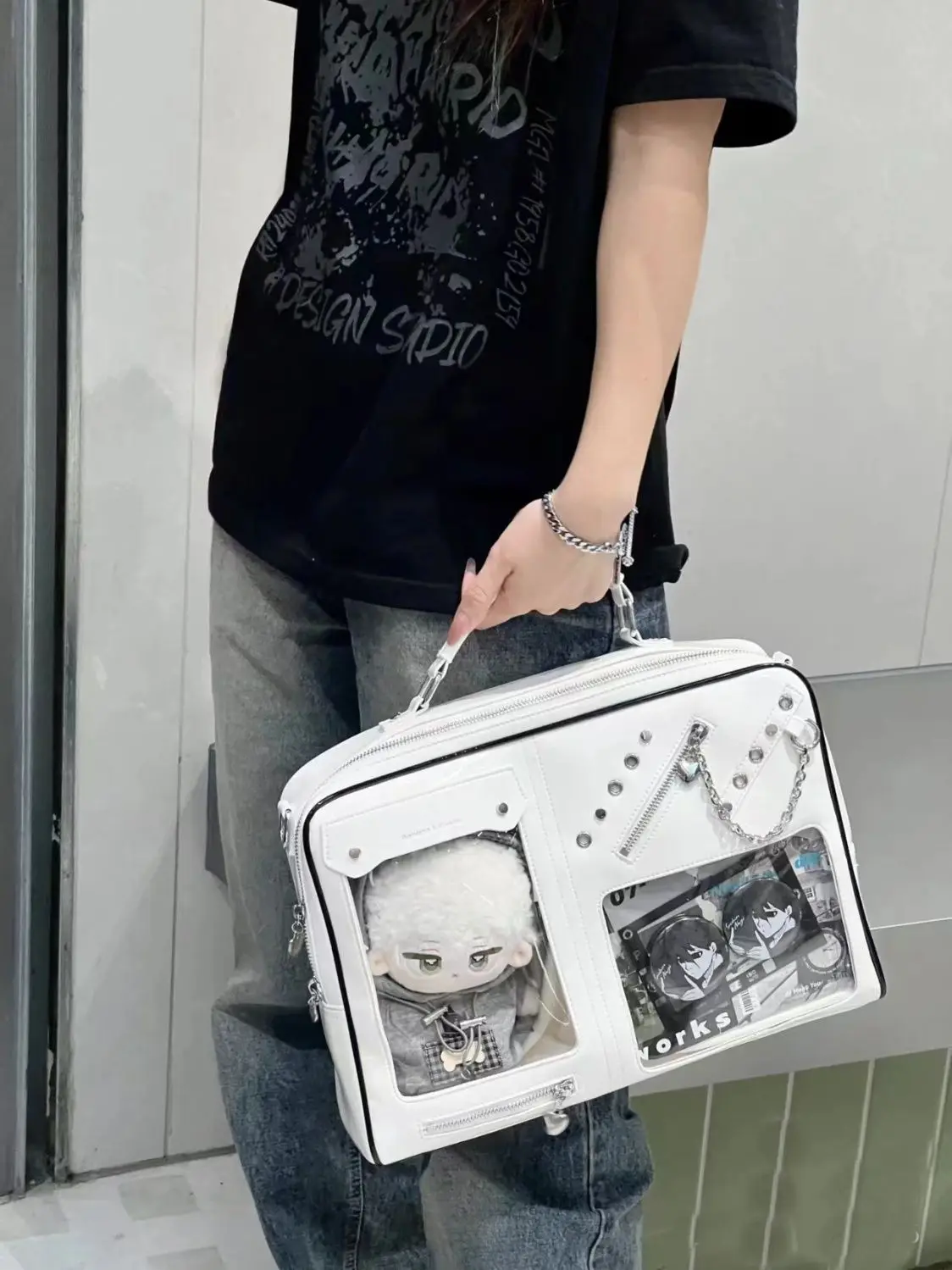 JIAERDI Harajuku White Messenger Bag Packpack Women New Transparent Jk Handle Crossbody Bags Female Lolita Sweet Ita Bag Girls