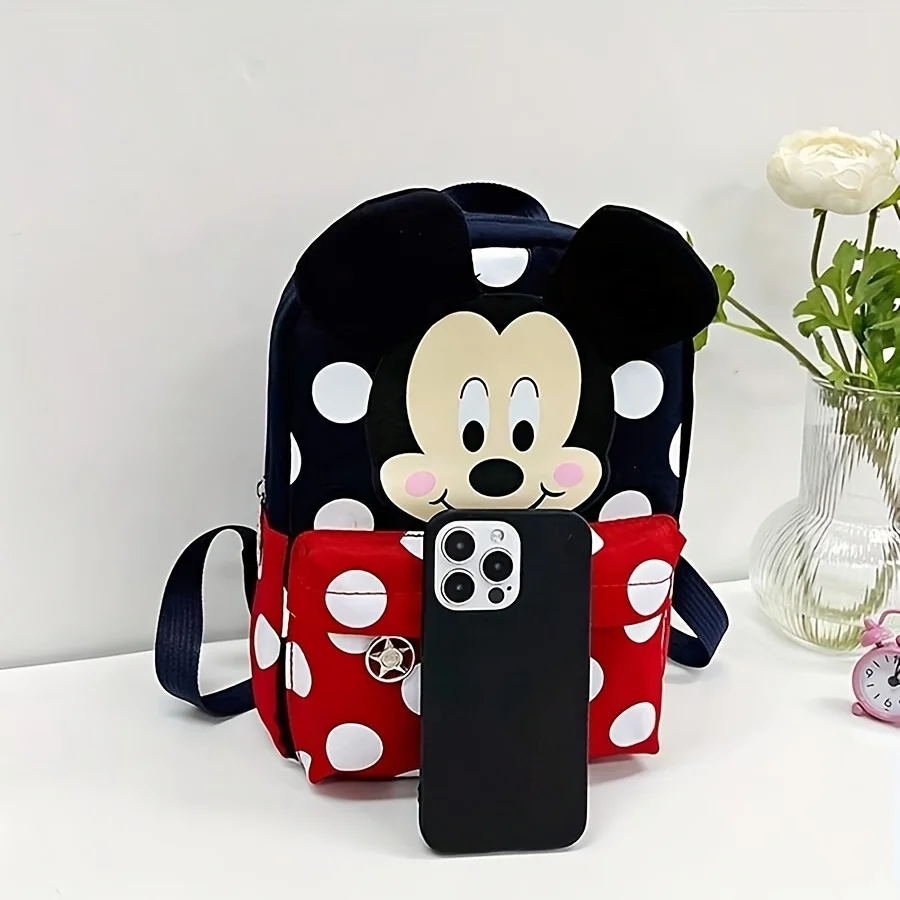 حقيبة ظهر ديزني ميكي للنساء مع حقيبة مدرسية ذات سعة كبيرة، حقيبة نهارية قابلة للطي في الهواء الطلق بسعة كبيرة