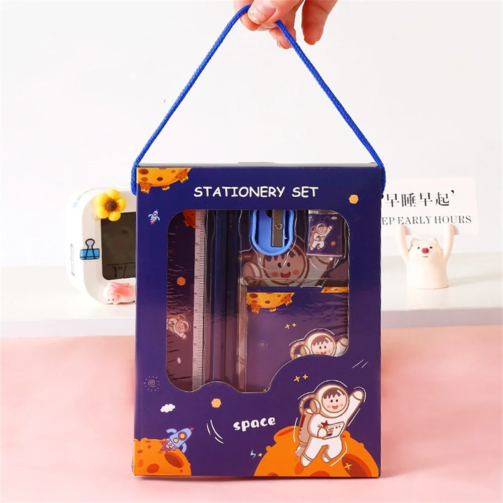 5/6pcs 편지지 세트 소년 소녀 어린이 학습 선물 상자 연필 노트북 눈금자 지우개 세트 학교 학생 교사 보상 선물