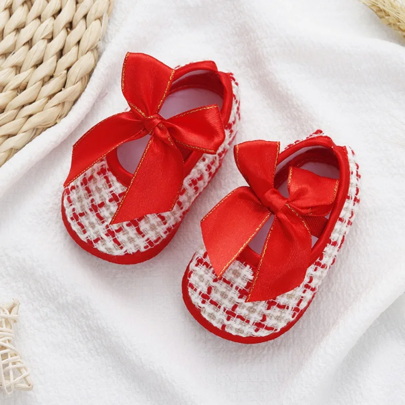 Cute Shoes For 0-1 Years old Baby Girls Soft Sole First Walkers Footwear Floral Bowknot Cozy Cotton Shoes 4
