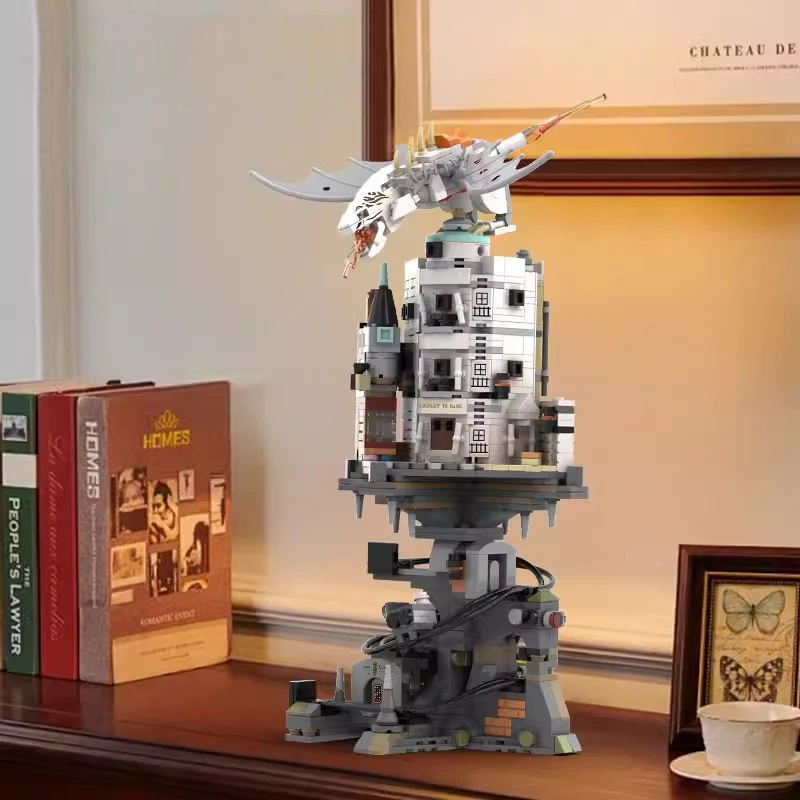 Строительные блоки Gringotts Bank MOC JD026, Волшебный мир дракона, модульная модель детской игрушки, подарок для детей