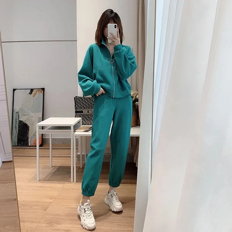 

Женский Повседневный свободный спортивный костюм, комплект из двух предметов, свитшот свободного покроя и штаны, спортивный костюм, 2023