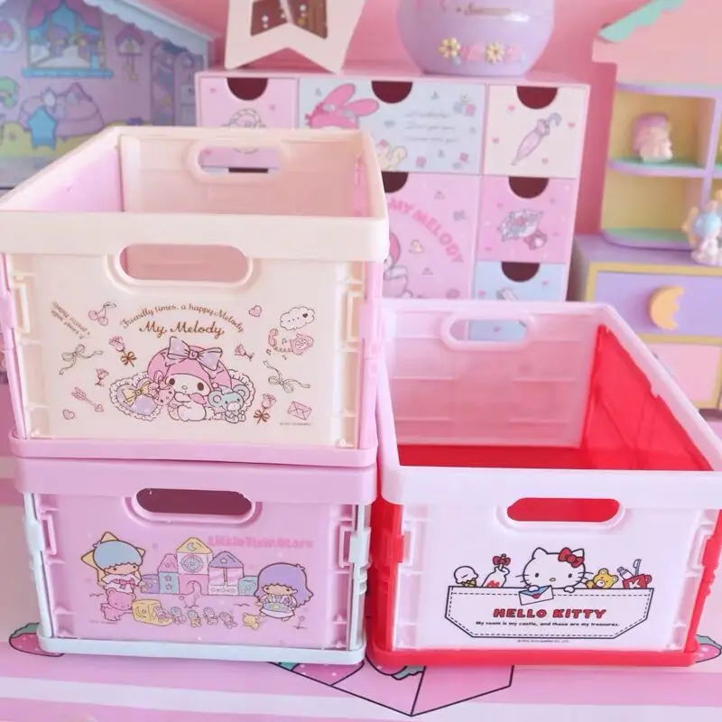 Sanrio-折りたたみ式収納ボックス,化粧品,プラスチックケース