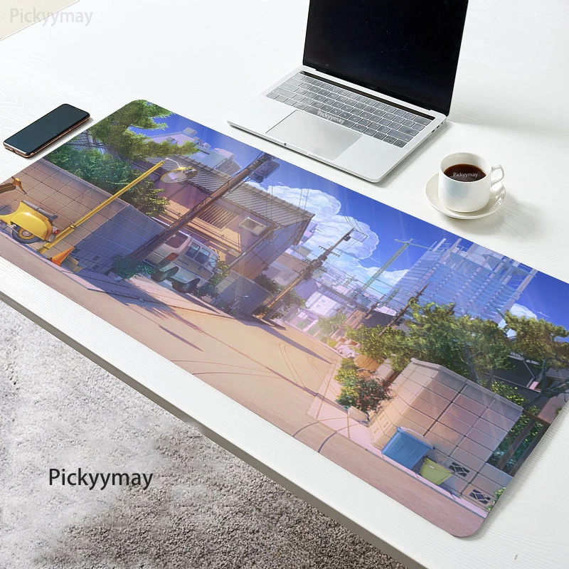 

XXL Anime Street Scenery Mouse Pad HD Print Computer Gamer Locking Edge Carpet Mousepad XXL Keyboard PC Mice Mats Office Deskmat