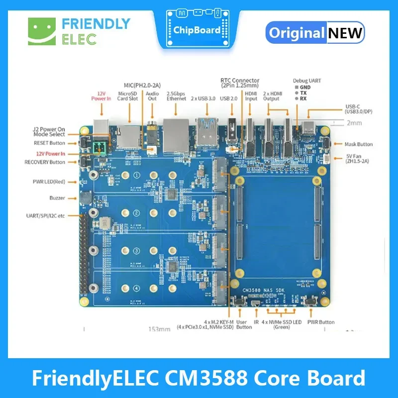 FriendlyELEC ھ  ŰƮ, 2.5G Ĩ RK3588 CPU  , 4xPCIe3.0 4K/8K CM3588 NAS SDK ŰƮ, 4 NVMe HDMI IN