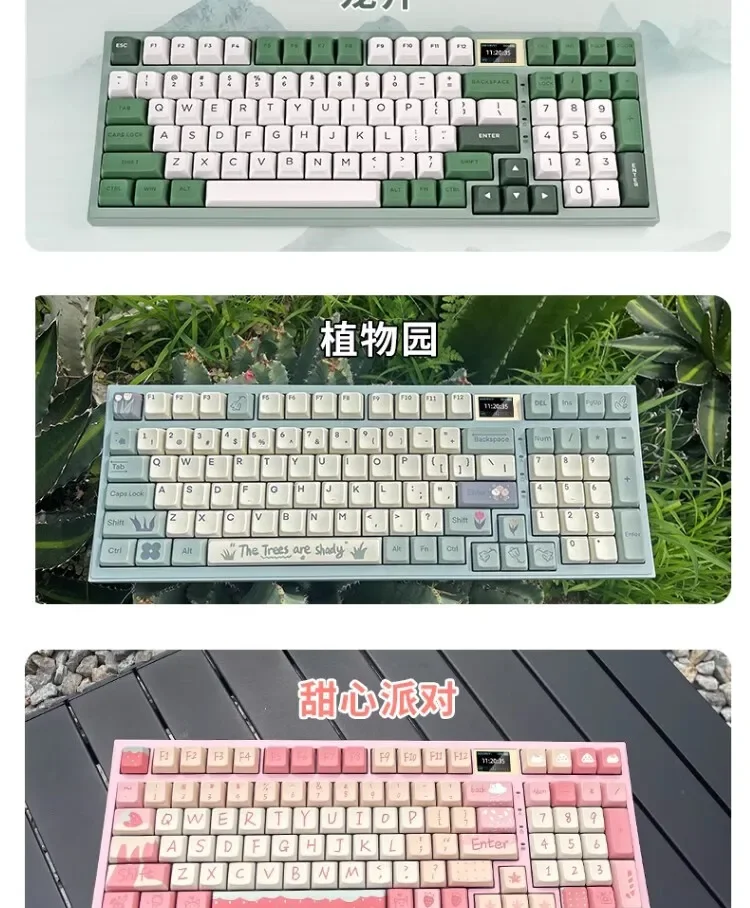 Reccazr カスタマイズ可能キーボード ピンク ワイヤレスメカニカルゲームキーボード,Bluetooth, 3モード