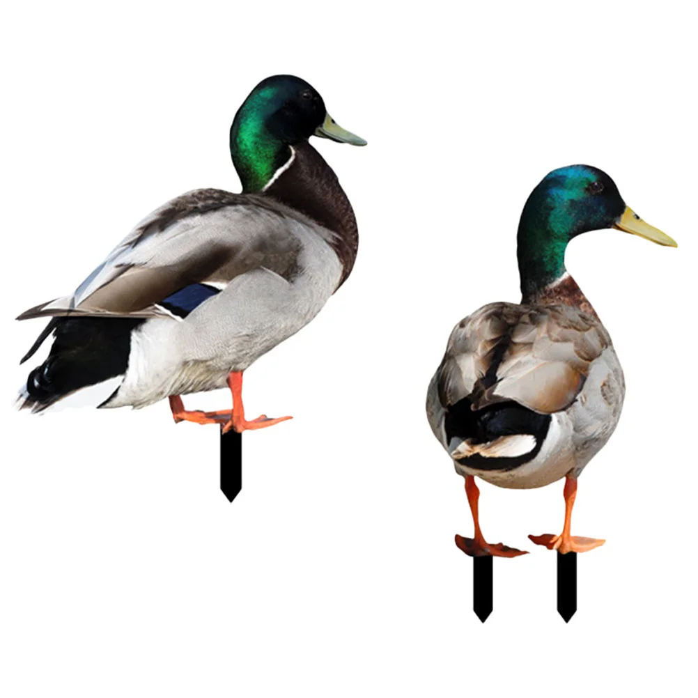 

2 Pcs Duck Garden Decoration Stake Sign Yards Decorative Decorate Acrylic Lawn
