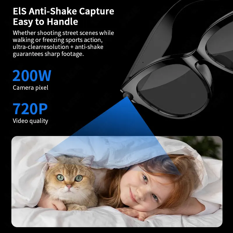 LIGE AI HD Smart Glasses 2MP Camera AI Photo Recognition Bluetooth Call Chat Voice Assistant Control 290mAh Smart Sunglasses New