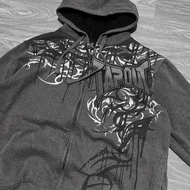 2000s TAP OUT Skull Print Retro Hoodie Harajuku Style Gothic Street Fashion Casual Sweater America Men's 2