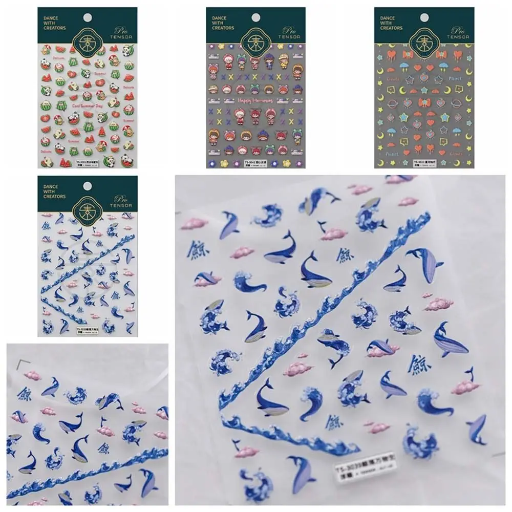 

Watermelon Pattern Cartoon Nail Stickers Animal Shaped Love Heart Panda Nail Decals Nail Charms DIY Nail Decorations