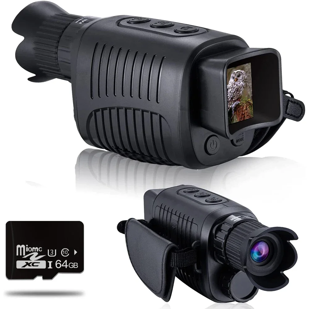 

1080P HD night vision infrared 5x digital zoom monocular hunting binoculars outdoor day and night dual-use all black 300 meters