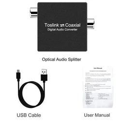 Bi - Directional Digital Audio Converter with Optical and Coaxial Conversion Capability (Black)