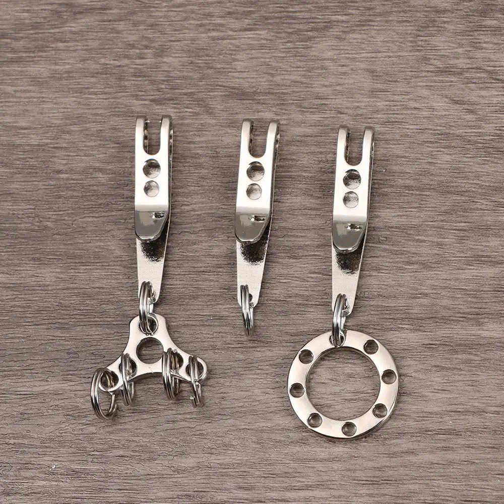 Multistyles EDC-Tasche aus Edelstahl 301 mit Schlüsselring, Karabinerhaken, Camping-Multifunktionswerkzeug, Aufhängeclip und Schnellverbindungswerkzeug_voghion.com