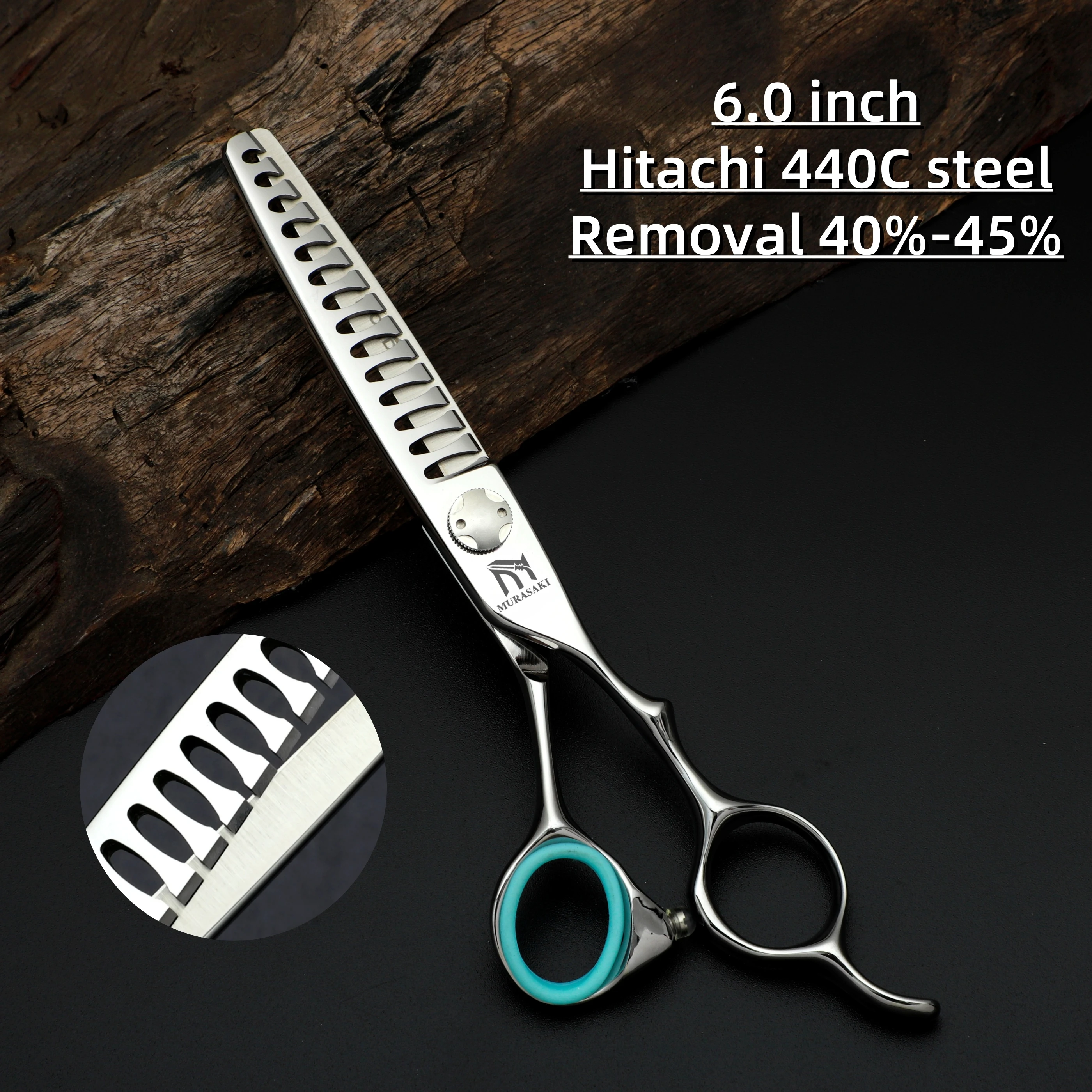 MURASAKI Professionelle Friseurschere, gerade Schlauchschere aus VG10-Stahl, Set mit 5,5–6,0 Zoll, hochwertiges Friseurzubehör – Detail 18