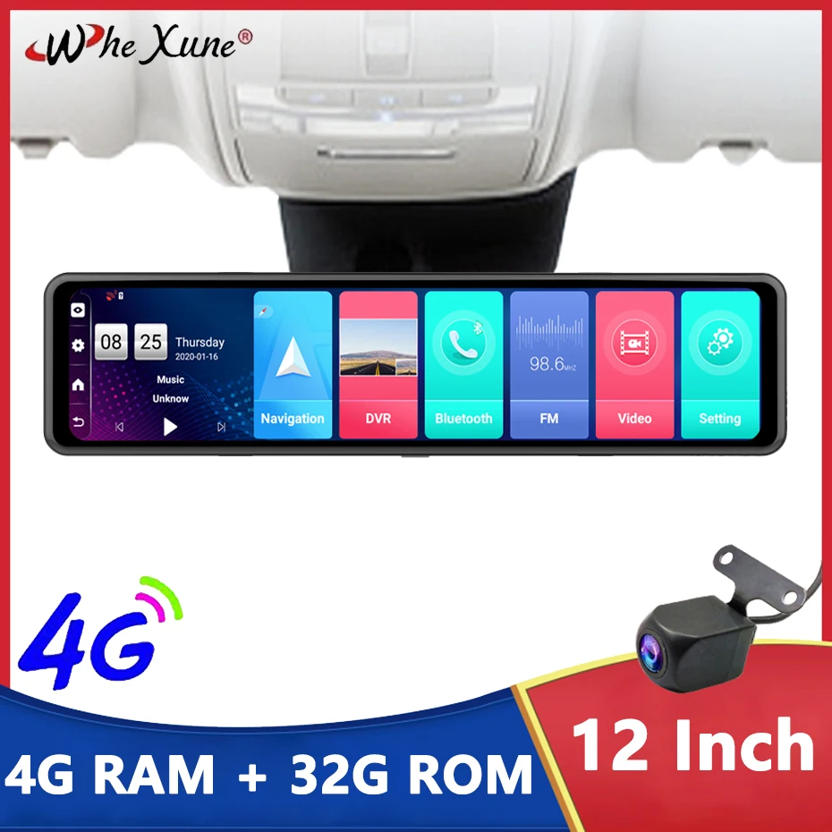 

12" 4G Android 8.1 Car DVR Camera Video Recorder GPS Navigation Mirror Recorder With More Apps WIFI ADAS FHD Dash Cam Videcam