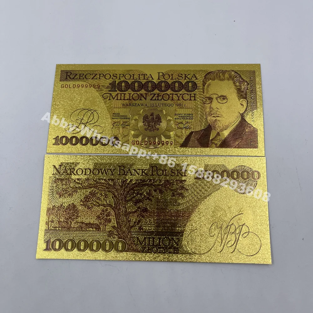 2types Gold plated Poland Banknotes 1000000 2000000 PLN dollars Polish 1million 2 million bills for Partriotism Collection gold plated banknote world original notes commemorative banknotes