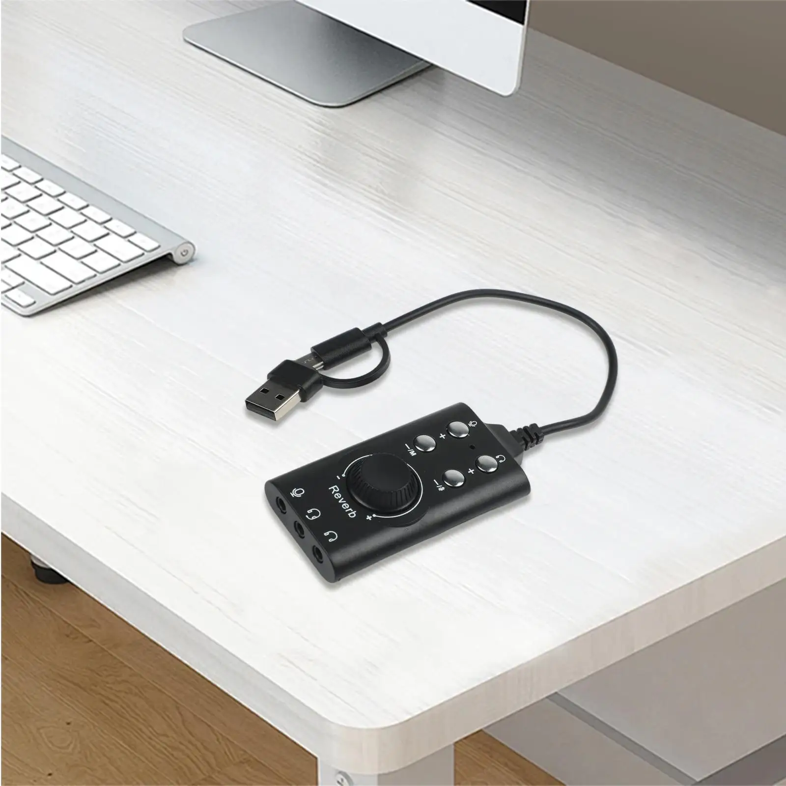 USB-3.5mm 사운드 어댑터(가상 7.1 서라운드 사운드 포함) 휴대용 오디오 솔루션을 위한 컴팩트하고 가벼운 디자인