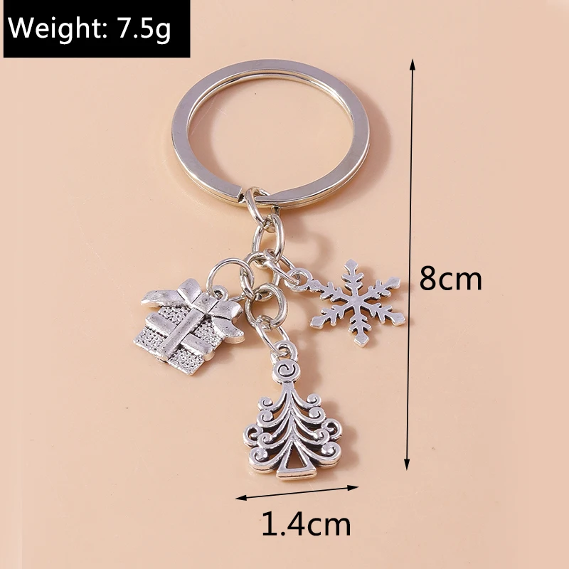 Neue Legierung Weihnachten Schlüsselbund Schneeflocke Elch Glocke schlüssel Ringe Anhänger für Weihnachten Frauen Mädchen Handtasche Zubehör DIY Schmuck Geschenk – Detail 13