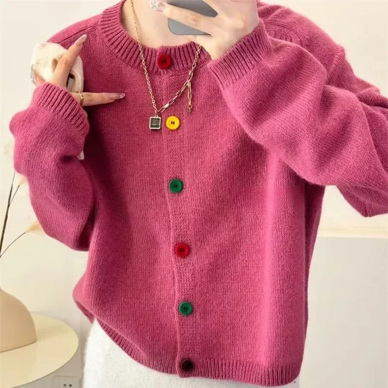 Chinese Style Orange Ruffled Oriental Button Knit Sweaters Spring TN050