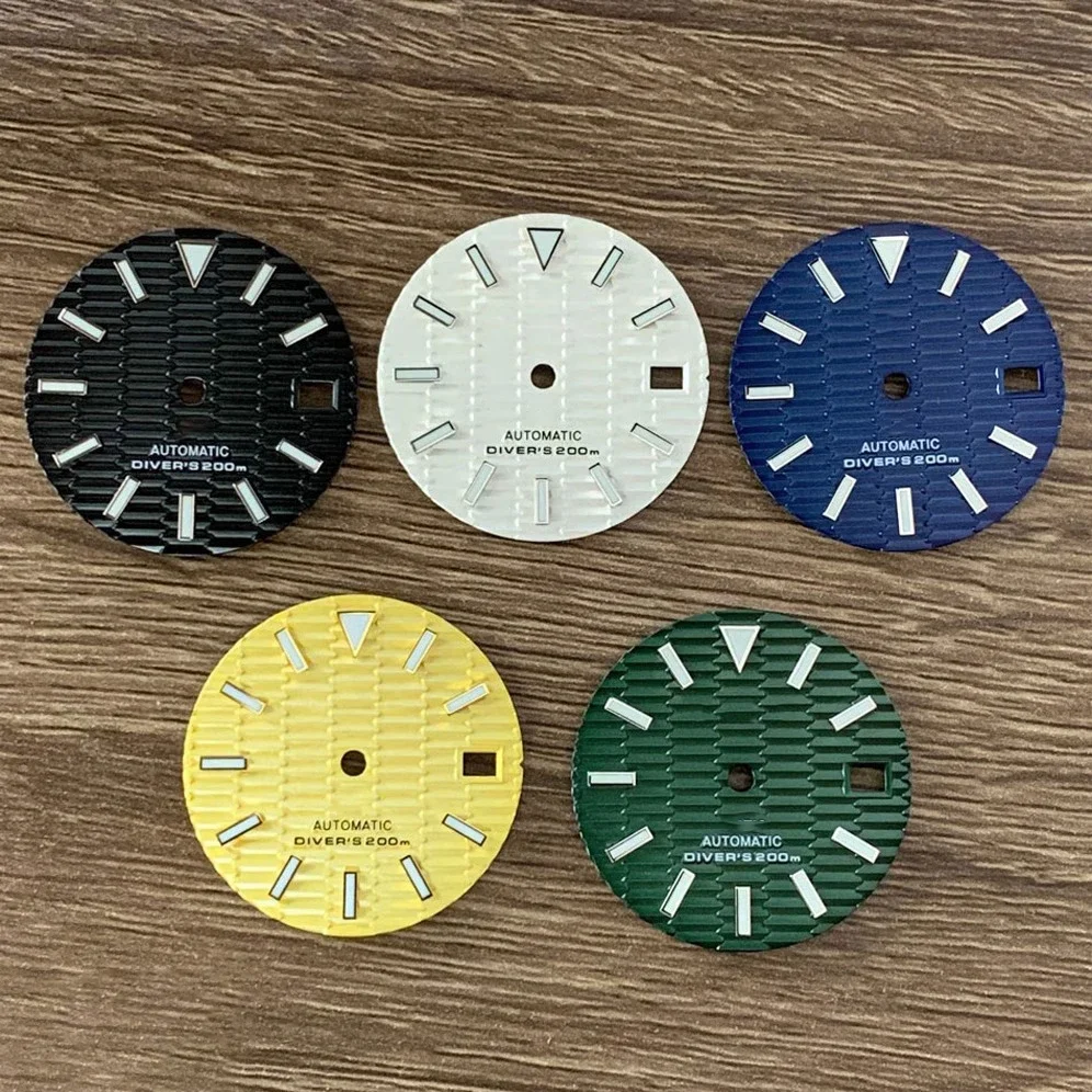 

Аксессуары для часов 28,5 мм, модифицированный SKX007 буквально зеленый светящийся подходит для движения nh35 _ 36 _ 4R _ 7S