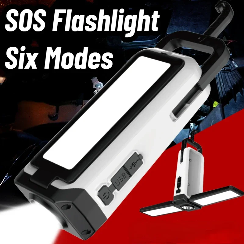 LED Flashlight SOS Flash Camping Lanterns Portable Folding Lantern Lamp Emergency Power Bank Outdoor Adventure Fishing Torch