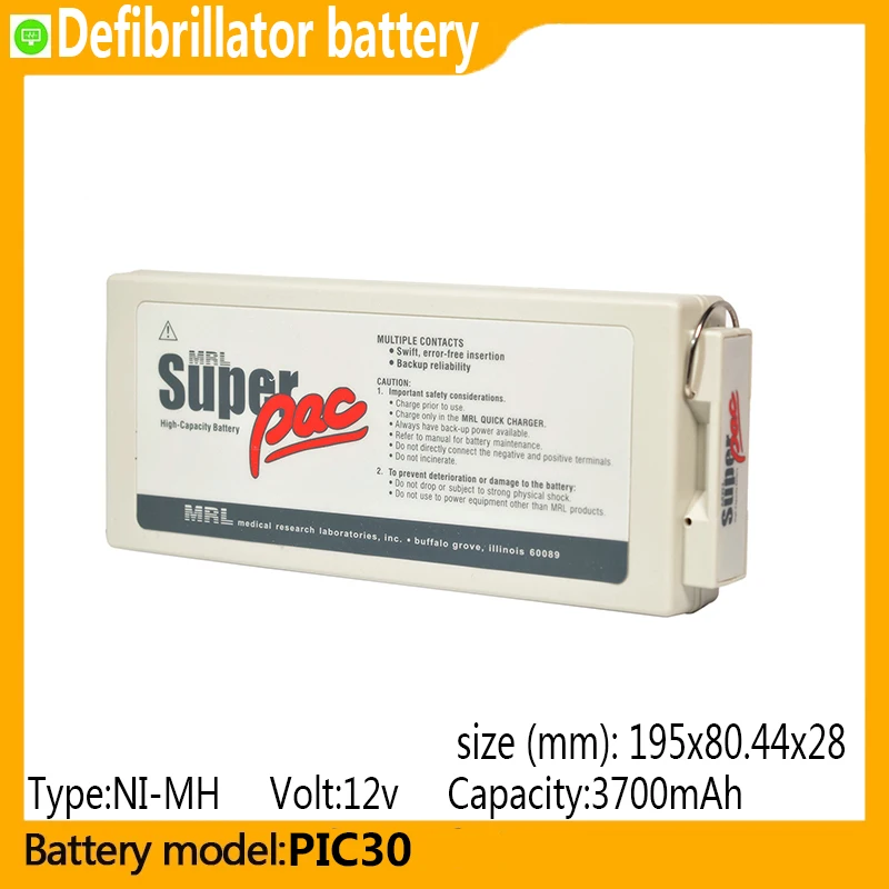 

PIC30 capacity 3700mAh 12v NI-MH battery, suitable for Welch Allyn PIC30,PIC40,PIC50,Defibrillator