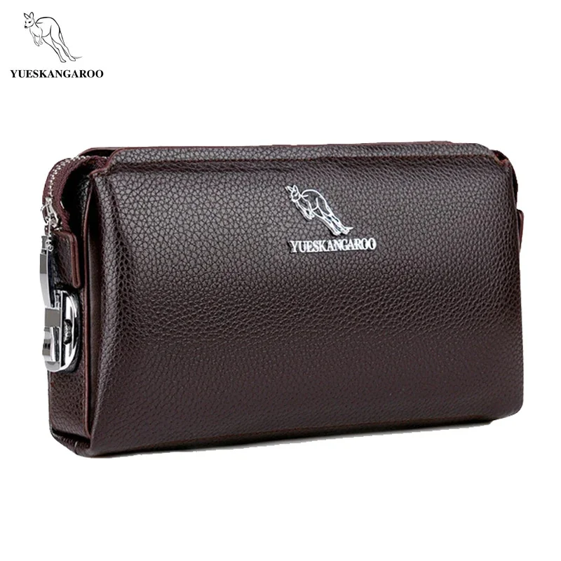 

YUESKANGAROO Brand Business Leather Men Long Wallets Clutch Purse Man's Handy Bags High Capacity Wallet Carteira Masculina