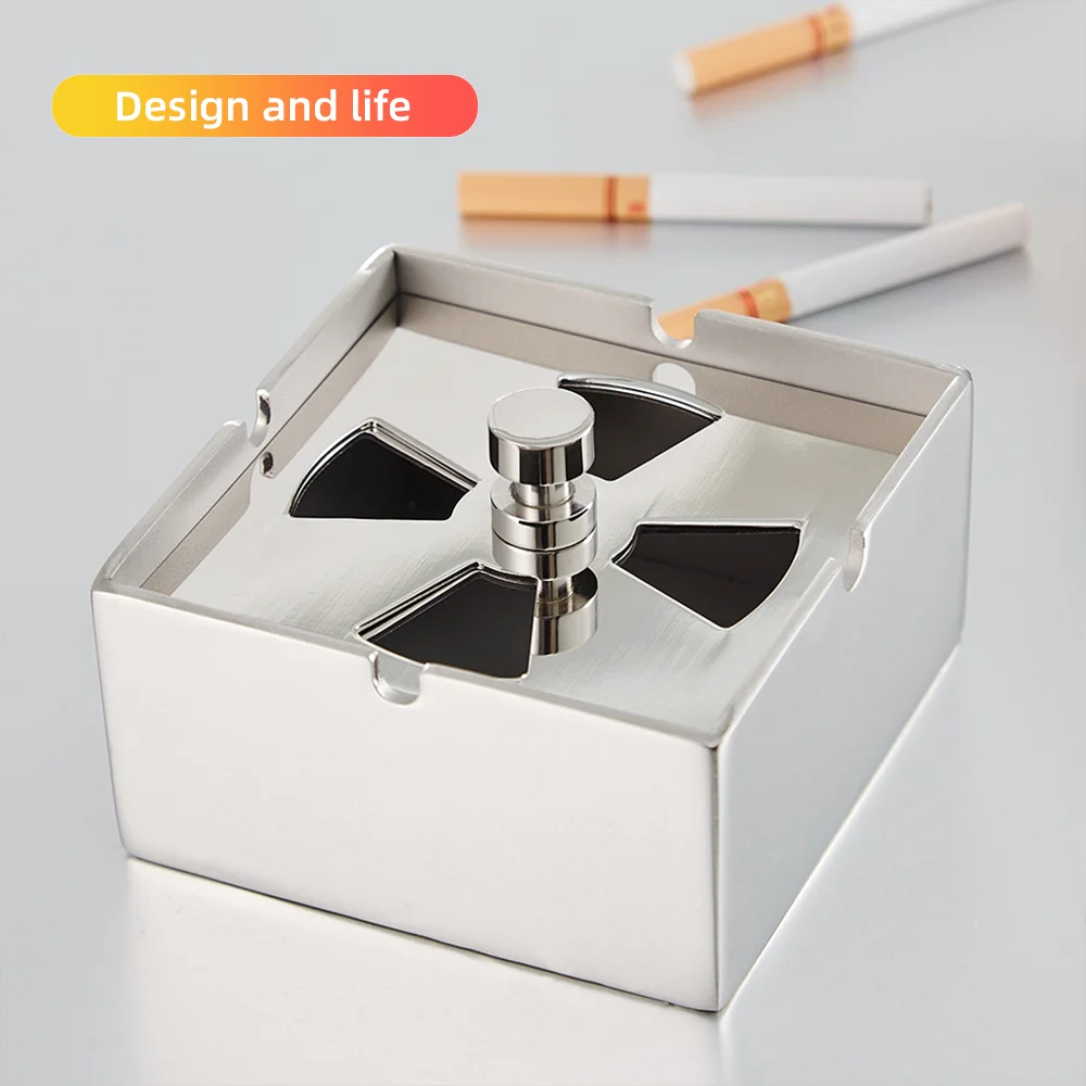 

Stainless Steel Ashtray Creative Detachable Windproof Square Ashtray Artware Decoration For Room Party Restaurant Bar Cafe Hotel