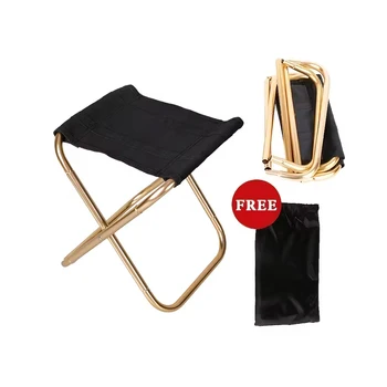 Outdoor Camping Chair Golden Aluminum Alloy Folding Chair With Bag Stool Seat Fishing Camping