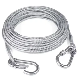 Heavy - Duty Double - Headed Dog Tie Out Cable with Anti - Rust Steel Wire and Metal Buckle - 1500cm (Silver)
