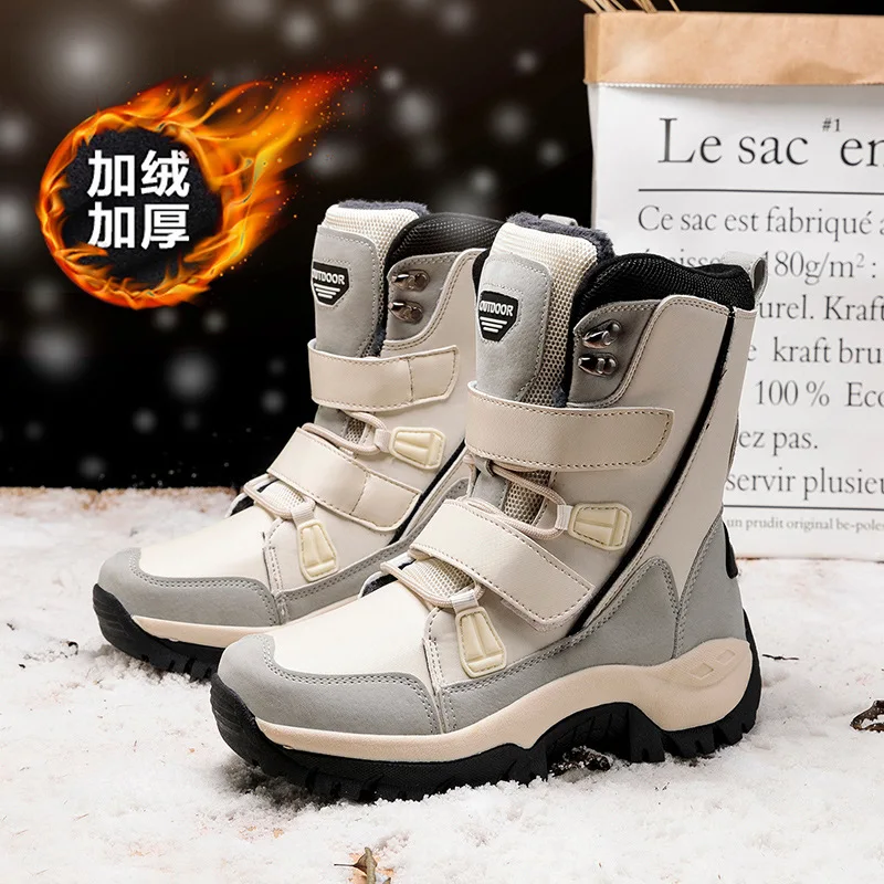 Winter Waterproof Women Snow Boots With Plush Warm Fashion Antiskid Hiking Shoes Size 36-42