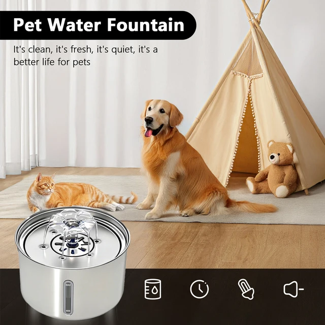 Stainless Steel Pet Water Fountain Cat Automatic Water Feeder USB Electric Mute for Cat Dog Filter Fountain Smart Drinking Bowl 5