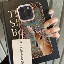 Vintage Deer Lichee Pattern Soft Phone Case - iPhone 15 Plus (9)